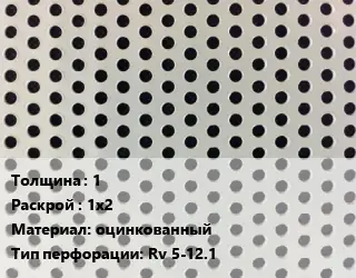 Лист перфорированный 1 1х2 оцинкованный Rv 5-12.1